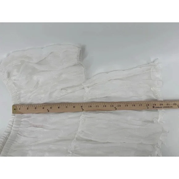 Umgee Cotton Gauze Boho Blouse Sz L Puff Sleeve Top Boho Festival Beachy - Picture 7 of 7